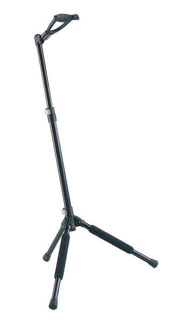 Фото K&M 17680-000-55 black Memphis 10  стойка для гитары с фиксатором складн. , 1.45 kg, H: 735/1120 mm.