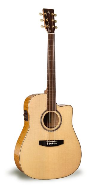 Фото Simon & Patrick SHOWCASE CW FLAME MAPLE A6T+Кейс  электроакустическая гитара Dreadnought, натуральны