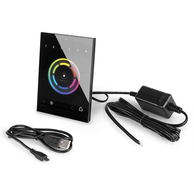 Фото DMX-интерфейс с сенсорной панелью для управления архитектурным или сценическим освещением Sunlite STICK-CW4 (black / чёрный)