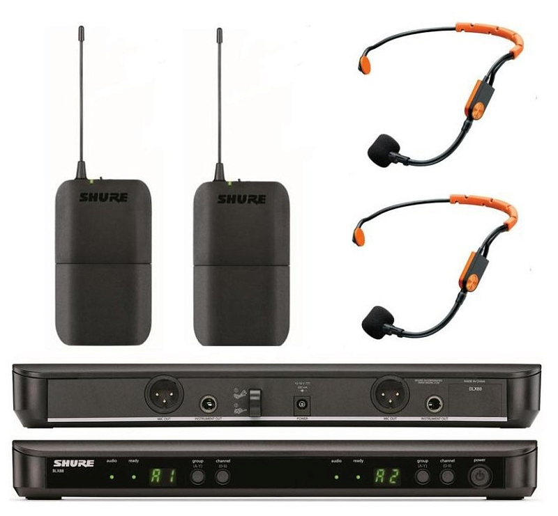 Фото SHURE BLX188E/SM31 K3E 606-636 MHz двухканальная радиосистема с двумя головными микрофонами SM31FH